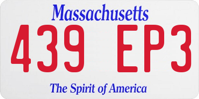 MA license plate 439EP3
