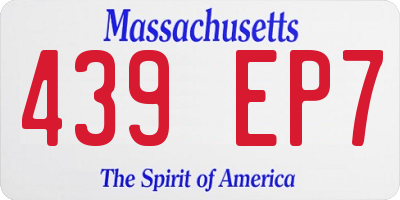 MA license plate 439EP7