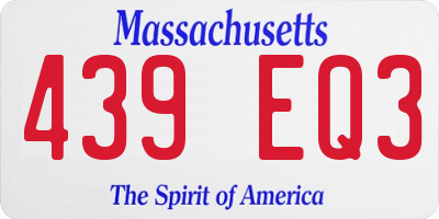 MA license plate 439EQ3