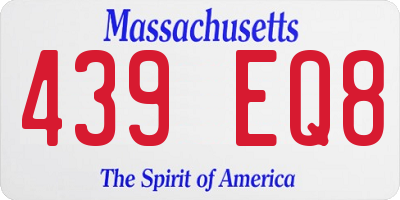 MA license plate 439EQ8
