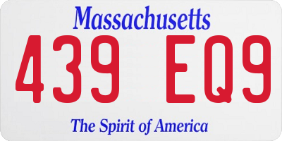 MA license plate 439EQ9