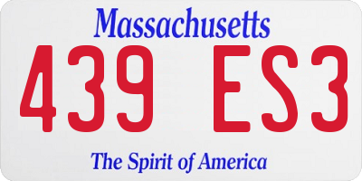 MA license plate 439ES3