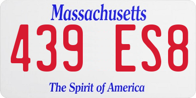 MA license plate 439ES8