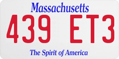 MA license plate 439ET3
