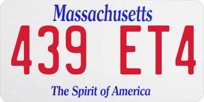MA license plate 439ET4