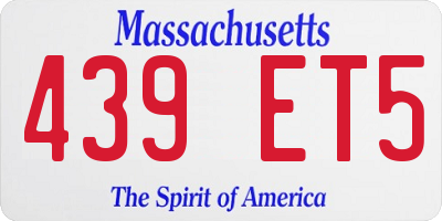 MA license plate 439ET5