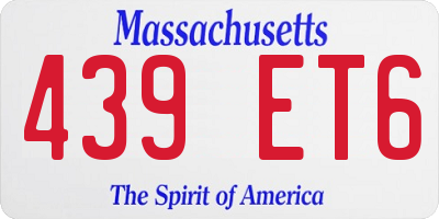 MA license plate 439ET6