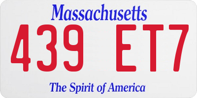 MA license plate 439ET7