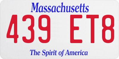 MA license plate 439ET8