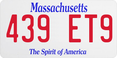 MA license plate 439ET9