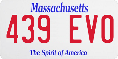 MA license plate 439EV0