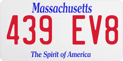 MA license plate 439EV8