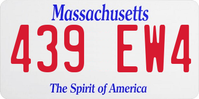 MA license plate 439EW4