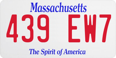 MA license plate 439EW7