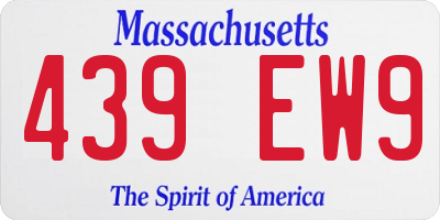 MA license plate 439EW9