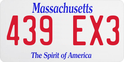 MA license plate 439EX3