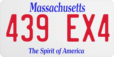 MA license plate 439EX4