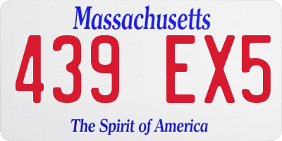 MA license plate 439EX5