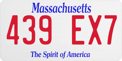 MA license plate 439EX7