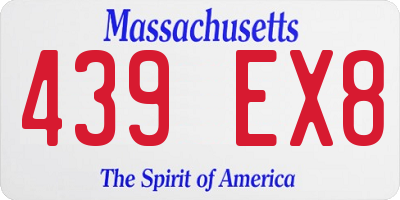 MA license plate 439EX8