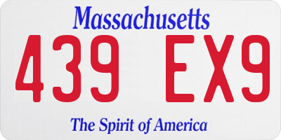 MA license plate 439EX9