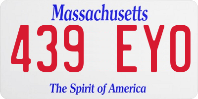 MA license plate 439EY0