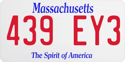 MA license plate 439EY3