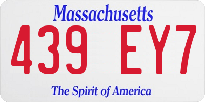 MA license plate 439EY7