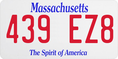 MA license plate 439EZ8