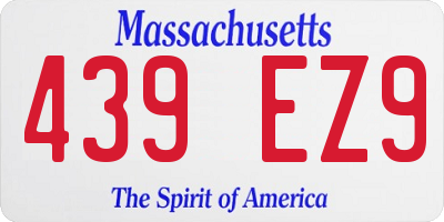 MA license plate 439EZ9