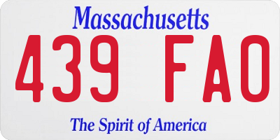 MA license plate 439FA0