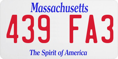MA license plate 439FA3