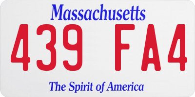 MA license plate 439FA4
