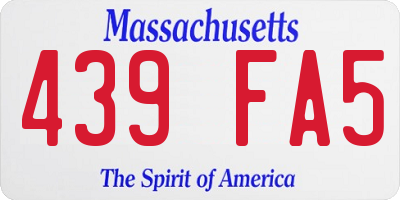 MA license plate 439FA5