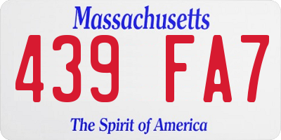MA license plate 439FA7