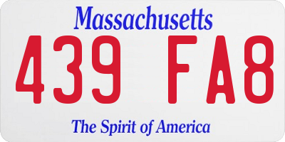 MA license plate 439FA8