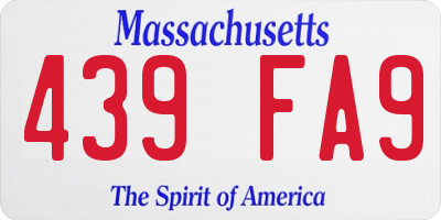MA license plate 439FA9