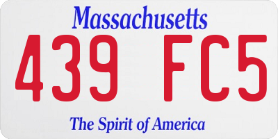 MA license plate 439FC5