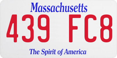 MA license plate 439FC8