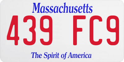 MA license plate 439FC9