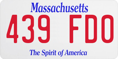 MA license plate 439FD0