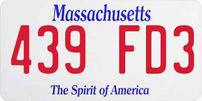 MA license plate 439FD3