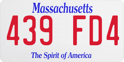 MA license plate 439FD4