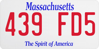 MA license plate 439FD5