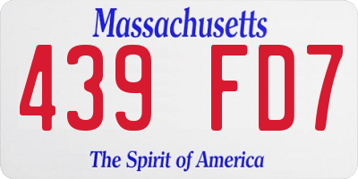 MA license plate 439FD7