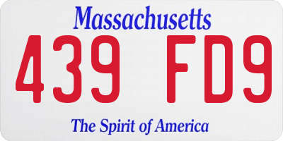 MA license plate 439FD9