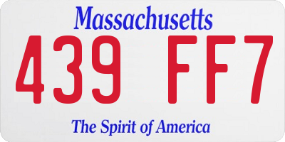 MA license plate 439FF7