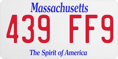 MA license plate 439FF9