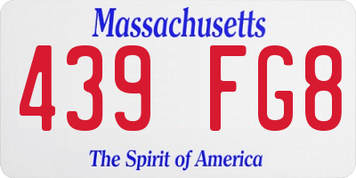 MA license plate 439FG8