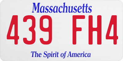 MA license plate 439FH4